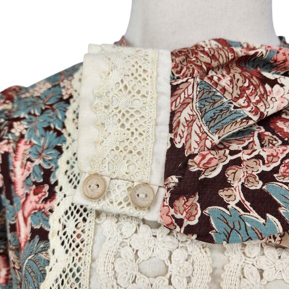 Vintage Black Label Gunne Sax Indian Cotton Bird Print 1969 Bohemian Dress Small - Picture 8 of 11